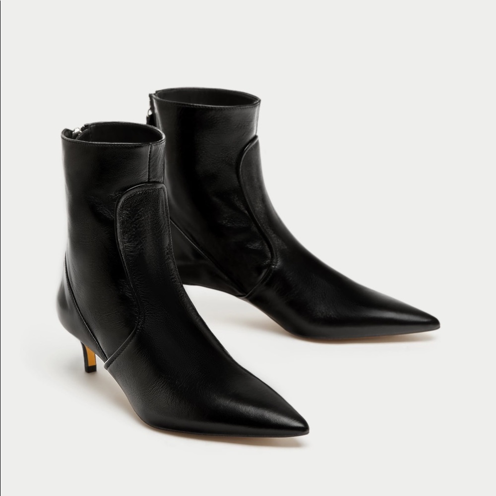 *NWOT* Zara Leather High Heel Ankle Boots